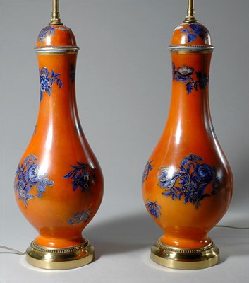 Lot 4436 - Pair of Asian Iron Red and Blue Glazed...