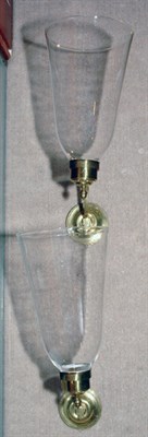 Lot 3637A - Pair of Georgian Style Brass and Glass Sconces