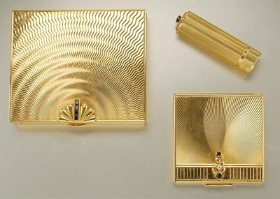 Lot 1052 - Group of Gold, Sapphire and Diamond Vanity Items