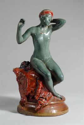 Lot 202 - French Majolica Model of a Seated Female Slave...