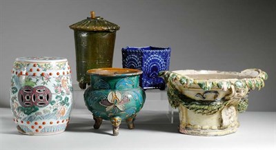Lot 178 - Three Pottery Jardinieres; Together with a...