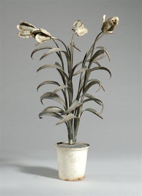 Lot 176 - Painted Tole Model of Tulips in a White...