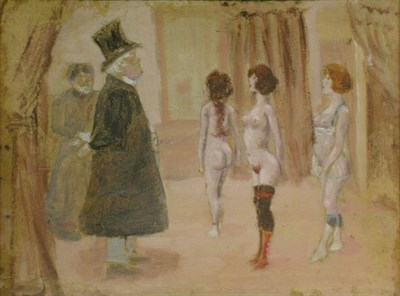 Lot 3038 - French School 20th Century AT THE BORDELLO and...