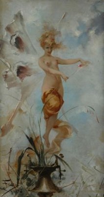 Lot 128 - Luis Ricardo Falero Spanish, 1851-1896 NYMPH...