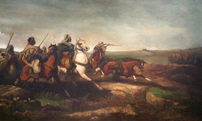 Lot 114 - Manner of Adolf Schreyer CHARGING HORSEMEN...