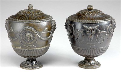 Lot 268 - Pair of French Bronze Vases and Covers Circa...