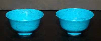 Lot 255 - Pair of Asian Turquoise Composition Bowls...