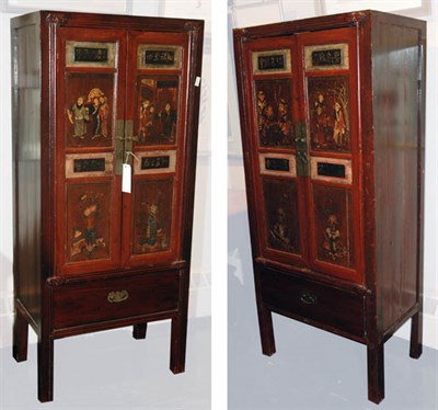 Lot 135 - Pair of Asian Polychrome Painted Cabinets...