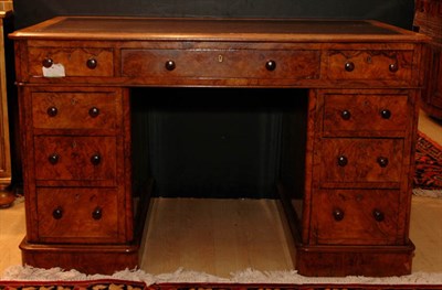 Lot 497 - Victorian Leather Top Burl-Walnut Pedestal...