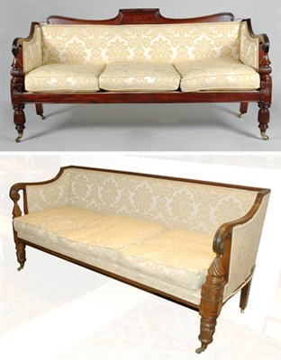 Lot 2206 - Two Regency Mahogany Upholstered Settees Circa...