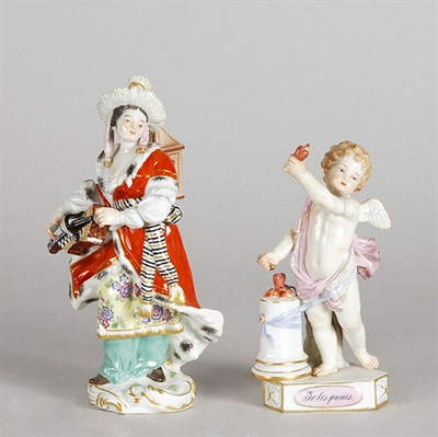 Lot 2450 - Two Meissen Porcelain Figures Comprising a...
