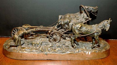 Lot 201 - Bronze Figural Group of Horse and Sleigh In...
