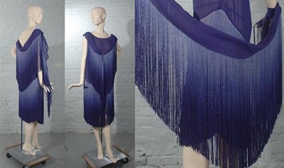 Lot 12 - Chanel Blue Silk Ombre Fringe Evening Dress...