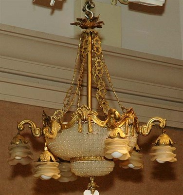 Lot 412 - Victorian Style Gilt-Metal and Frosted Glass...