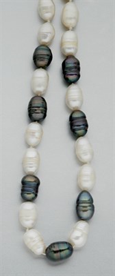 Lot 957 - Dyed Black and White Biwa Pearl Necklace