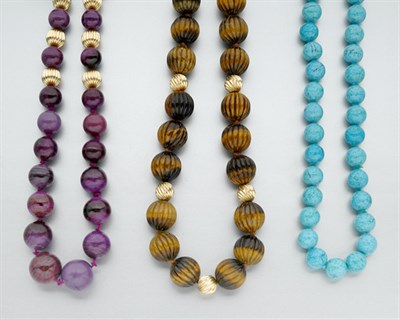 Lot 958 - Group of Bead Necklaces and Ivory Bangles
