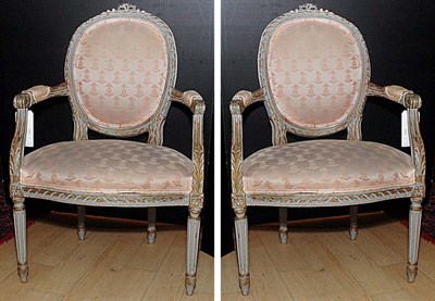 Lot 383 - Pair of Louis XVI Style Painted Fauteuils