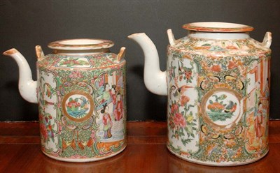 Lot 245 - Two Chinese Rose Medallion Porcelain Teapots