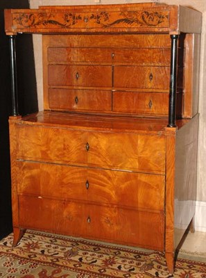 Lot 218 - Biedermeier Elm and Penwork Chest on Chest...