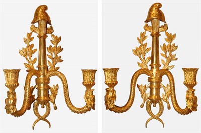 Lot 472 - Pair of Gilt-Bronze Two-Light Sconces Height...