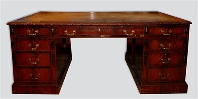 Lot 607 - Georgian Style Leather Top Mahogany Partner's...