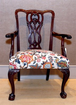 Lot 575 - Georgian Style Upholstered Mahogany Armchair