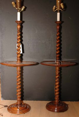 Lot 351 - Pair of Mahogany Barley Twist Floor Lamps...