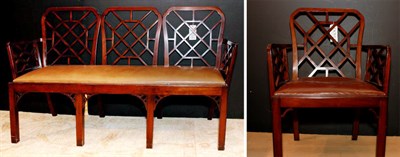 Lot 521 - Pair of Georgian Style Mahogany Triple Chair...