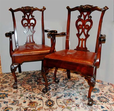 Lot 4103 - Set of Twelve Georgian Style Mahogany Armchairs