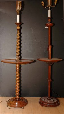 Lot 343 - Barley Twist Mahogany Floor Lamp; Together...