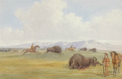 Lot 2078 - Lord Alfred Dunsmore BUFFALO HUNT Watercolor...