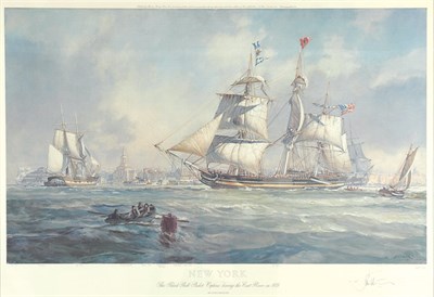 Lot 104 - John Stobart NEW YORK: THE BLACK BALL PACKET...