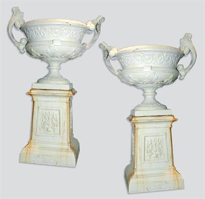 Lot 463 - Pair of Painted Metal Garden Urns Height 44...