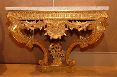 Lot 534 - Rococo Style Marble Top Gilt-Wood Console...