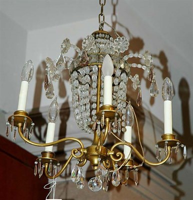 Lot 3410 - Georgian Style Brass and Glass Five-Light...