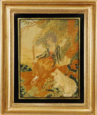 Lot 630 - Pair of Regency Silk Embroidered Pictures...