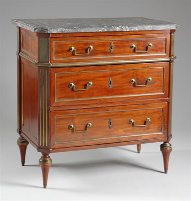 Lot 587 - Louis XVI Brass Mounted Mahogany Commode Late...