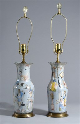 Lot 3321 - Pair of Decoupage Lamps Height 26 inches.