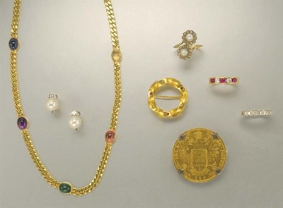 Lot 1049 - Group of Gold and Gem-Set Jewelry
