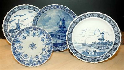 Lot 222 - Four Delft Pottery Chargers Including a pair...