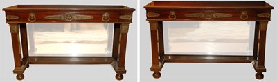 Lot 232 - Pair of Empire Style Mahogany Consoles Height...