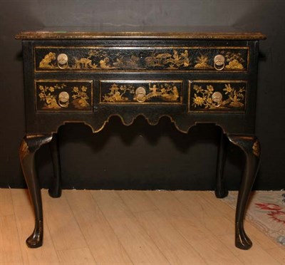 Lot 370 - Queen Anne Style Chinoiserie Decorated Black...
