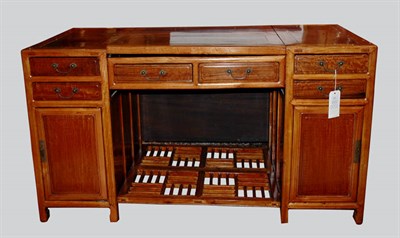 Lot 4243 - Chinese Hardwood Pedestal Style Desk Height 33...