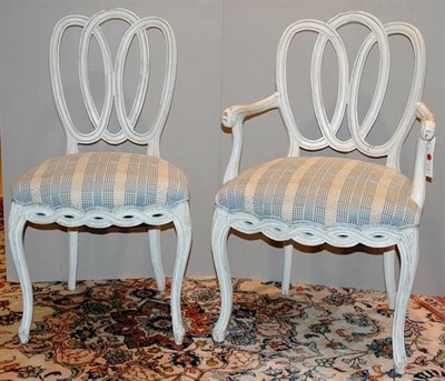 Lot 4127 - Set of Eight Georgian Style Painted Dining...