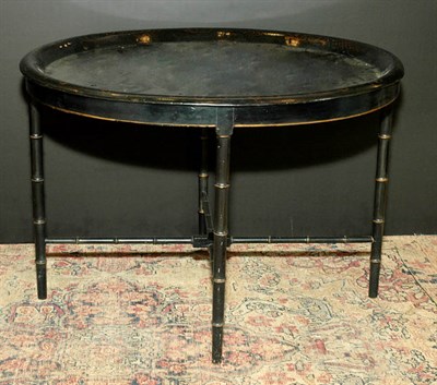Lot 260 - Victorian Style Tole Tray on Stand Height 20...