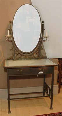 Lot 2460 - Neoclassical Style Brass and Glass Vanity The...