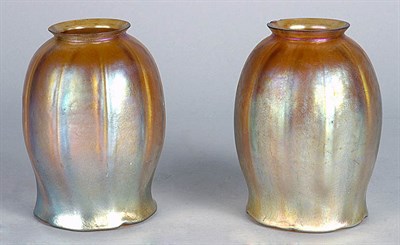 Lot 2680 - Pair of Tiffany Iridescent Gold Favrile Ribbed...