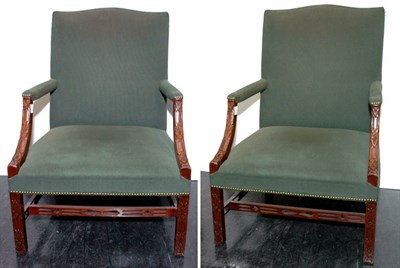 Lot 147 - Pair of Georgian Style Upholstered Mahogany...