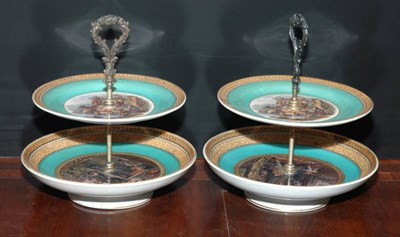 Lot 429 - Pair of English Pottery Two-Tier Cake Stands...