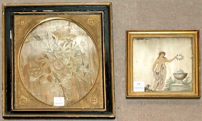 Lot 478 - Victorian Needlework Floral Picture; Together...